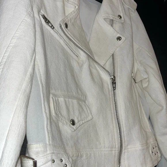 Blank NYC white crepe cotton Moto Jacket XL - Picture 3 of 8